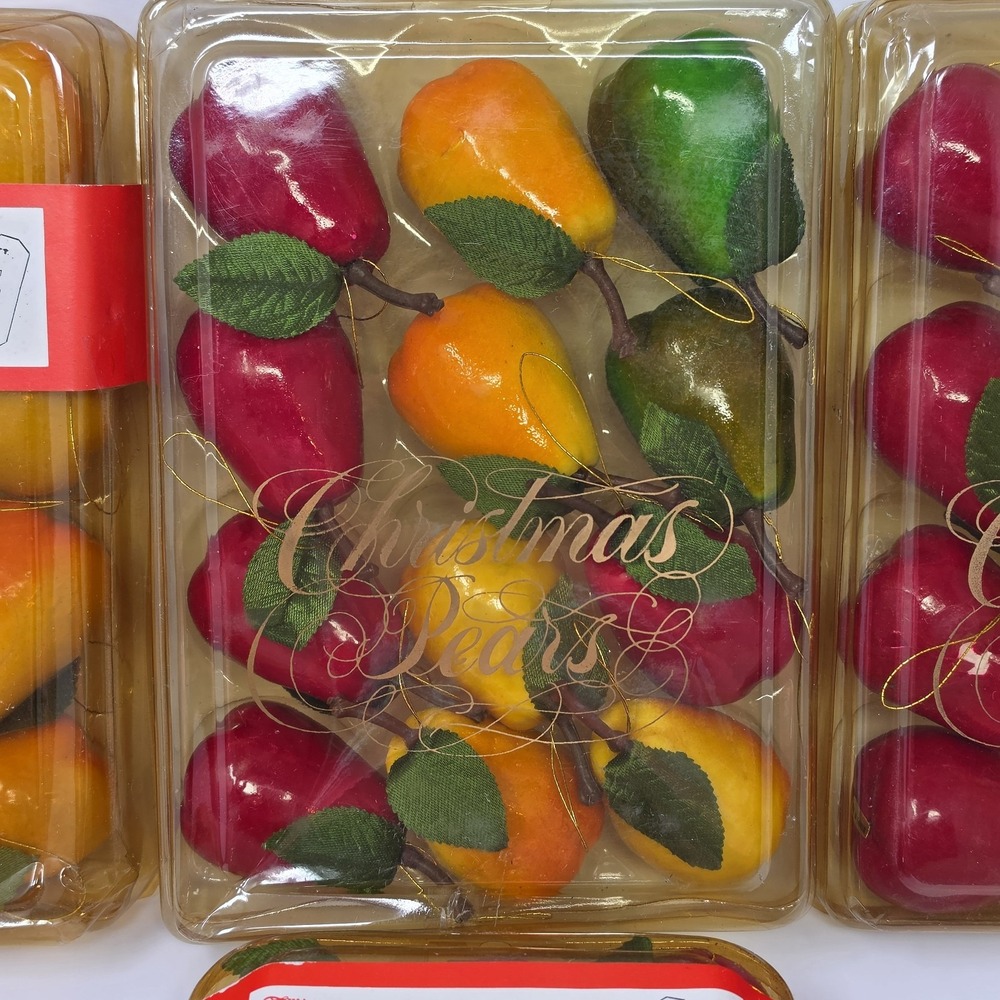 Vintage Kmart Trim A Tree Pear & Apple Christmas Tree Ornaments ~ 4 Boxes - Picture 3 of 16
